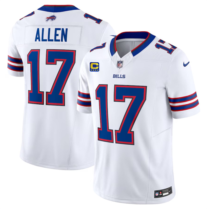 Personalized Men’s Buffalo Bills #17 Josh Allen White 2023 F.U.S.E. With 4-Star C Patch Untouchable Limited Stitched Jersey