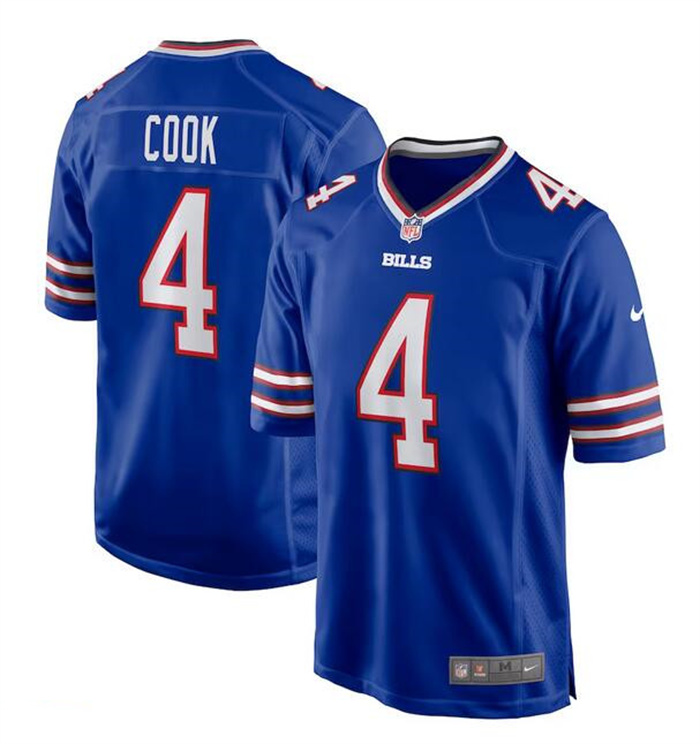 Personalized Men’s Buffalo Bills #4 James Cook Blue Stitched Game Football Jersey