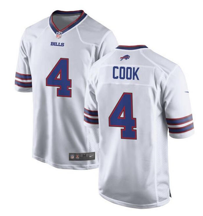 Personalized Men’s Buffalo Bills #4 James Cook White Stitched Game Football Jersey