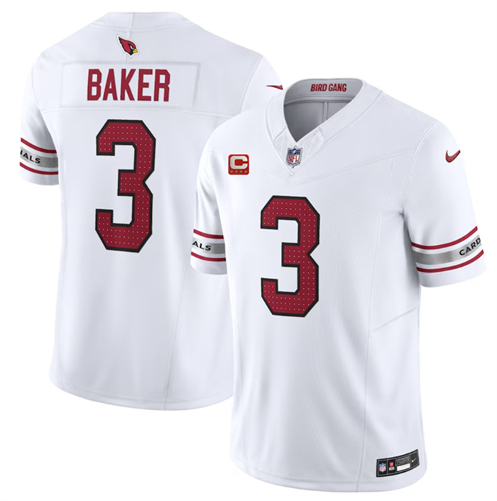 Personalized Men’s Arizona Cardinals #3 Budda Baker White 2023 F.U.S.E. With 4-Star C Patch Untouchable F.U.S.E. Limited Stitched Football Jersey