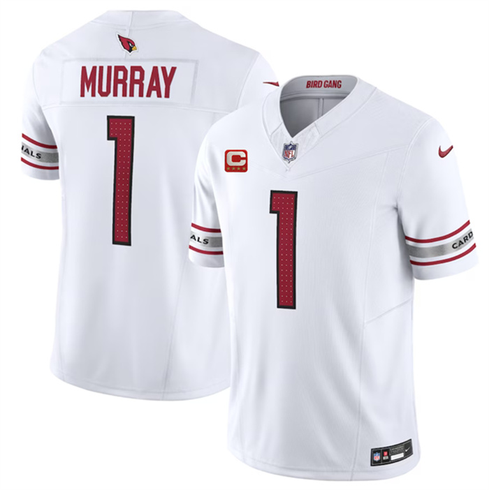 Personalized Men’s Arizona Cardinals #1 Kyler Murray White 2023 F.U.S.E. With 4-Star C Patch Untouchable F.U.S.E. Limited Stitched Football Jersey