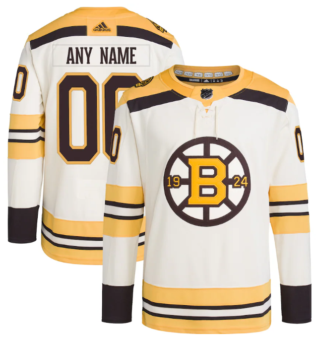Personalized Men’s Boston Bruins Cream 100th Anniversary Stitched Jersey