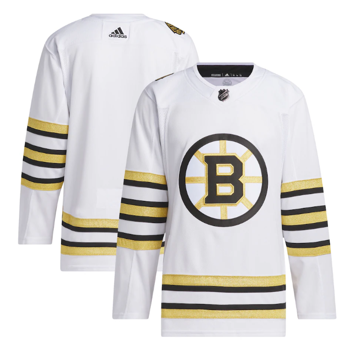 Personalized Men’s Boston Bruins Blank White 100th Anniversary Primegreen Stitched Jersey