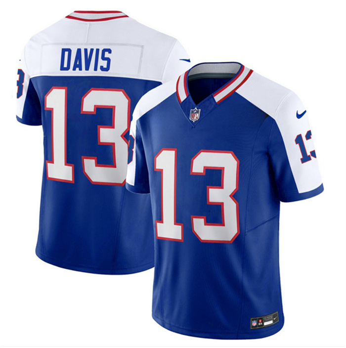Personalized Men’s Buffalo Bills #13 Gabe Davis Blue White 2023 F.U.S.E. Throwback Untouchable Limited Stitched Jersey