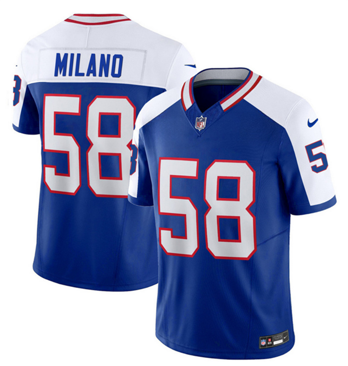 Personalized Men’s Buffalo Bills #58 Matt Milano Blue White 2023 F.U.S.E. Throwback Untouchable Limited Stitched Jersey