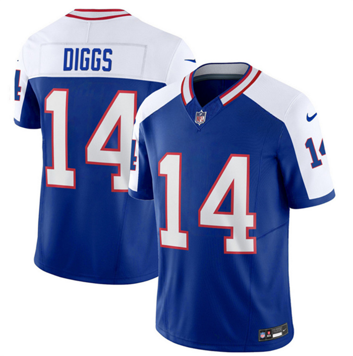 Personalized Men’s Buffalo Bills #14 Stefon Diggs Blue White 2023 F.U.S.E. Throwback Untouchable Limited Stitched Jersey