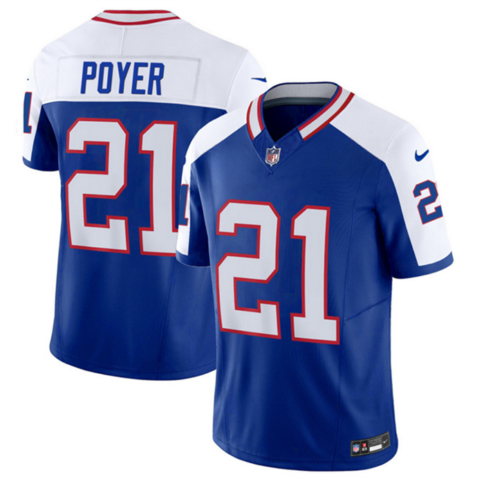 Personalized Men’s Buffalo Bills #21 Jordan Poyer Blue White 2023 F.U.S.E. Throwback Untouchable Limited Stitched Jersey