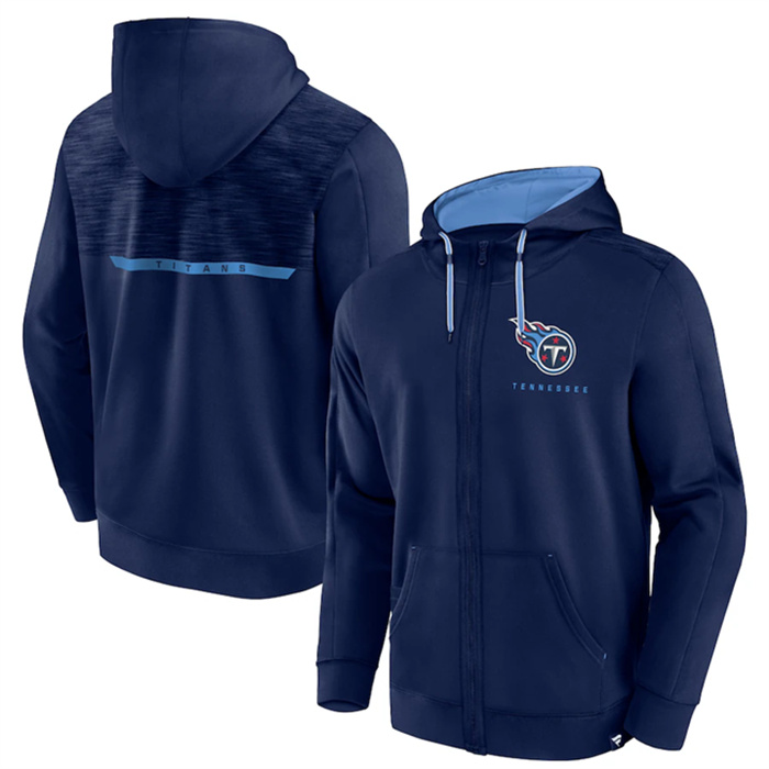 Personalized Men’s Tennessee Titans Navy Defender Evo Full-Zip Hoodie