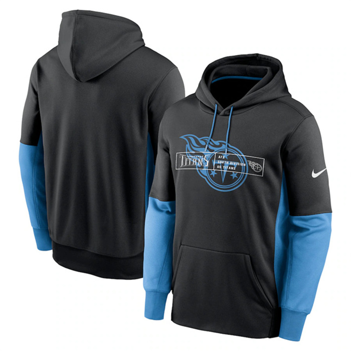 Personalized Men’s Tennessee Titans Black Color Block Fleece Performance Pullover Hoodie