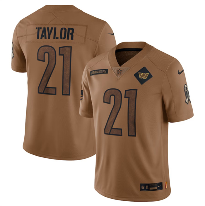 Personalized Men’s Washington Commanders #21 Sean Taylor 2023 Brown Salute To Service Limited Stitched Football Jersey