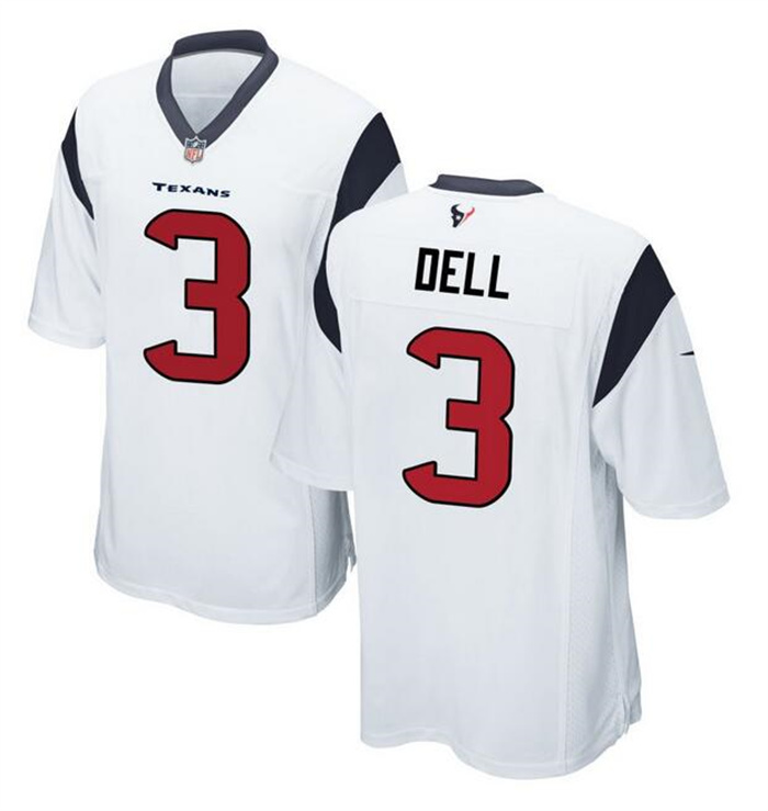 Personalized Men’s Houston Texans #3 Tank Dell White Stitched Game Football Jersey