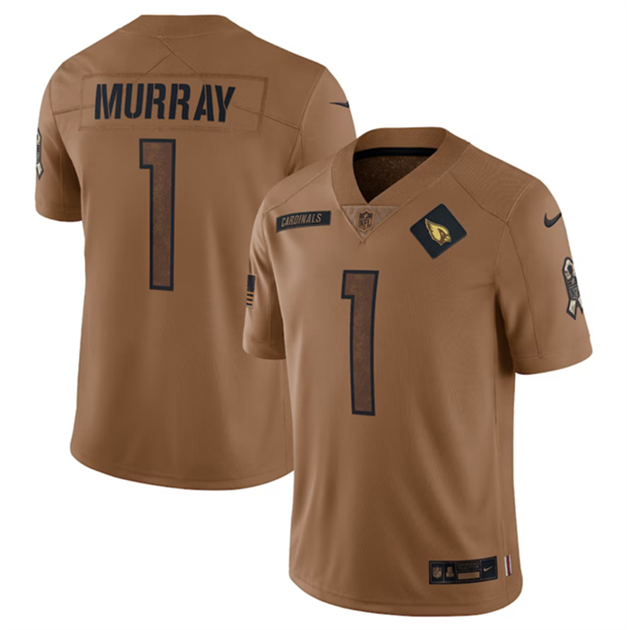 Personalized Men’s Arizona Cardinals #1 Kyler Murray 2023 Brown Salute To Service Limited Stitched Football Jersey