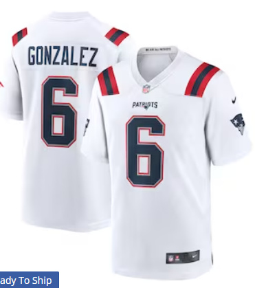 Personalized Men’s New England Patriots #6 Christian Gonzalez White Limited Jersey