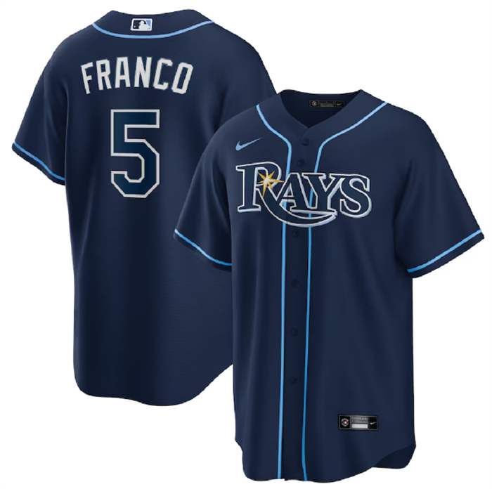 Personalized Men’s Tampa Bay Rays #5 Wander Franco Navy Cool Base Stitched Baseball Jersey