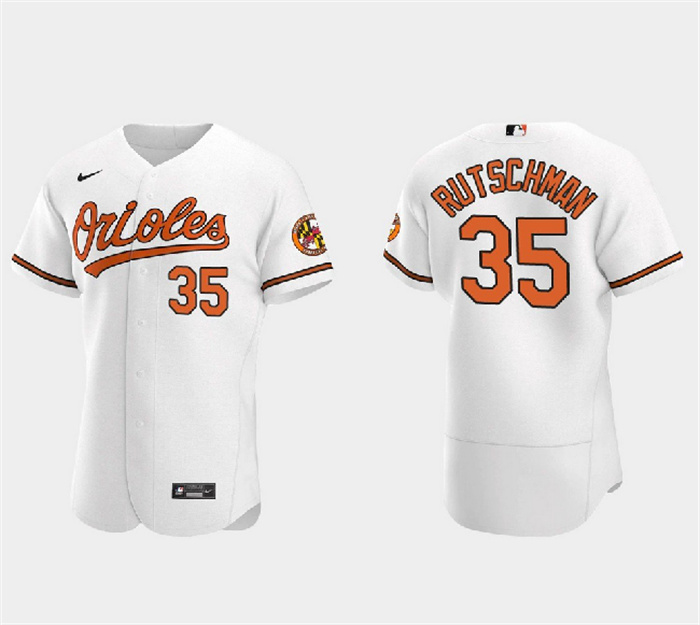 Personalized Men’s Baltimore Orioles #35 Adley Rutschman White Flex Base Stitched Baseball Jersey