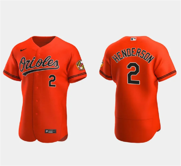 Personalized Men’s Baltimore Orioles #2 Gunnar Henderson Orange Flex Base Stitched Baseball Jersey
