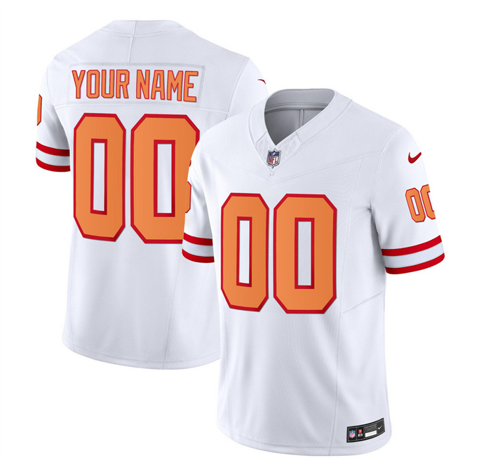 Personalized Men’s Tampa Bay Buccaneers Active Player 2023 F.U.S.E. White Throwback Limited Stitched Jersey