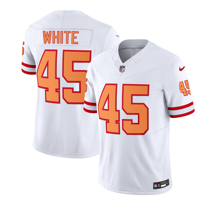 Personalized Men’s Tampa Bay Buccaneers #45 Devin White 2023 F.U.S.E. White Throwback Limited Stitched Jersey