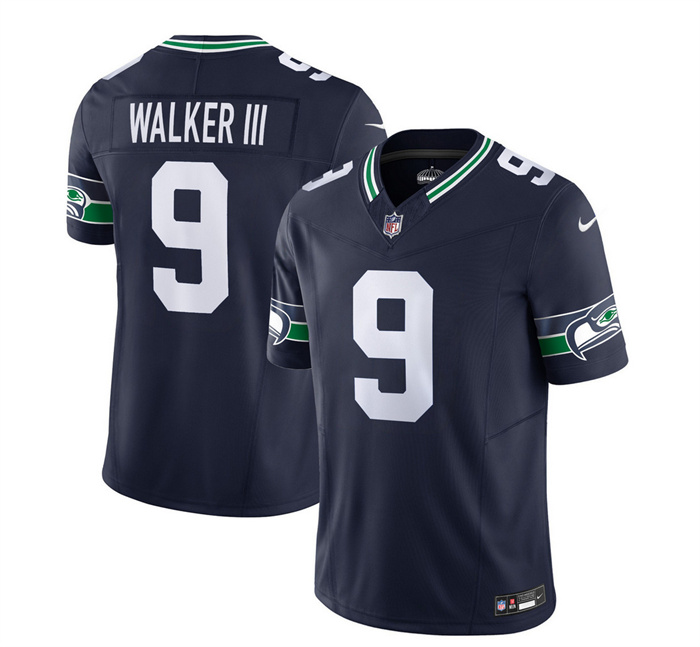 Personalized Men’s Seattle Seahawks #9 Kenneth Walker III 2023 F.U.S.E. Navy Limited Stitched Football Jersey