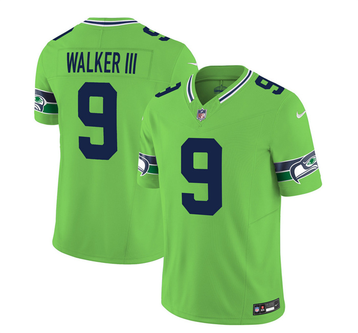 Personalized Men’s Seattle Seahawks #9 Kenneth Walker III 2023 F.U.S.E. Green Limited Stitched Football Jersey