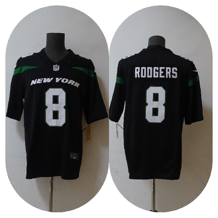 Personalized Men’s New York Jets #8 Aaron Rodgers 2023 F.U.S.E. Black Untouchable Limited Stitched Jersey