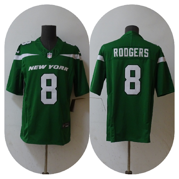 Personalized Men’s New York Jets #8 Aaron Rodgers 2023 F.U.S.E. Green Untouchable Limited Stitched Jersey