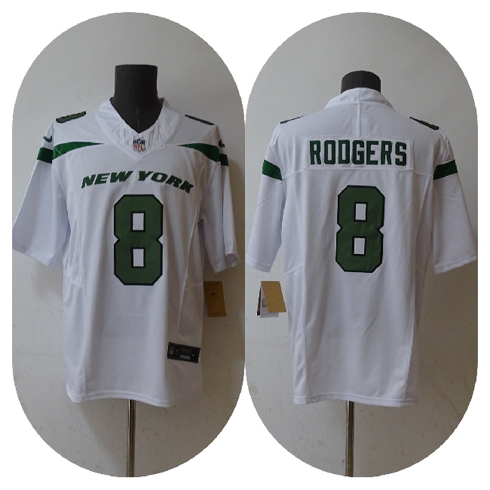 Personalized Men’s New York Jets #8 Aaron Rodgers 2023 F.U.S.E. White Untouchable Limited Stitched Jersey