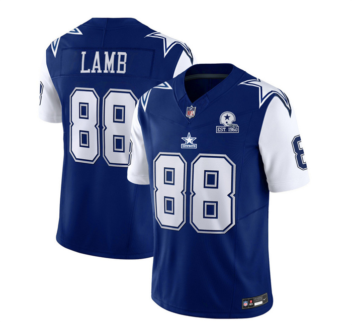 Personalized Men’s Dallas Cowboys #88 CeeDee Lamb Navy 2023 F.U.S.E. With 1960 Patch Limited Stitched Football Jersey