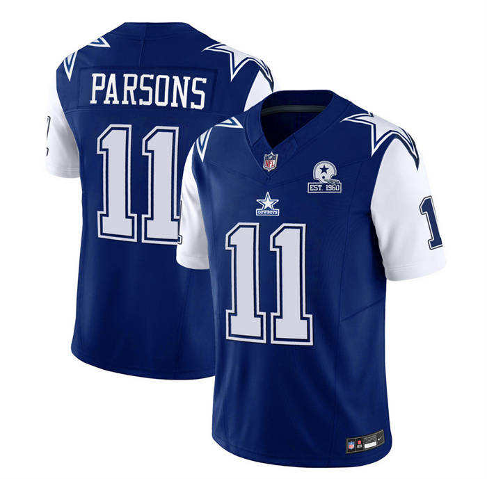 Personalized Men’s Dallas Cowboys #11 Micah Parsons 2023 F.U.S.E. Navy With Established In 1960 Patch Stitched Football Jersey