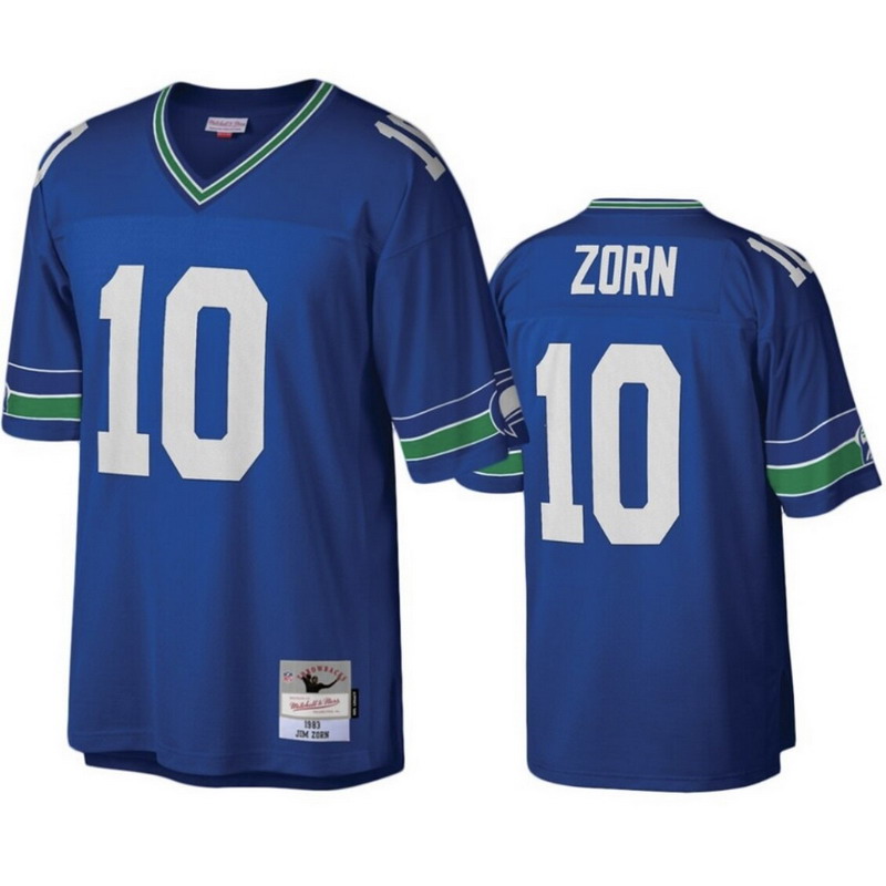 Personalized Custom Seattle Seahawks Jim Zorn 1983 Blue Mitchell & Ness Men’s Legacy Jersey