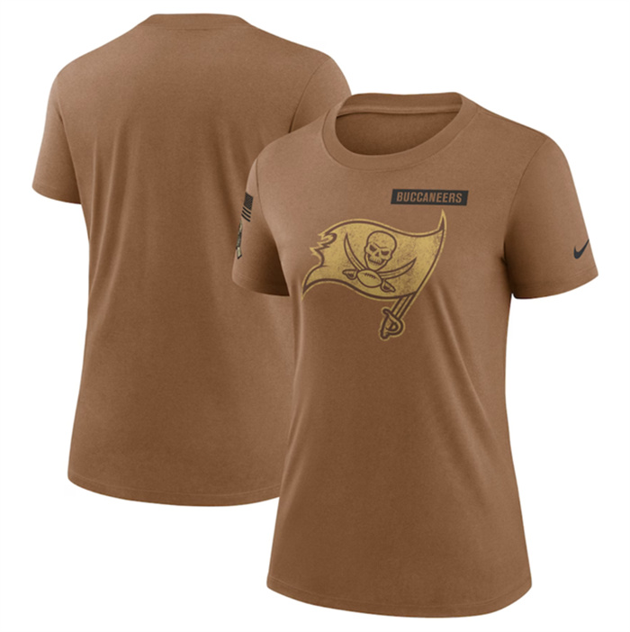 Personalized Women’s Tampa Bay Buccaneers 2023 Brown Salute To Service Legend Performance T-Shirt(Run Small)