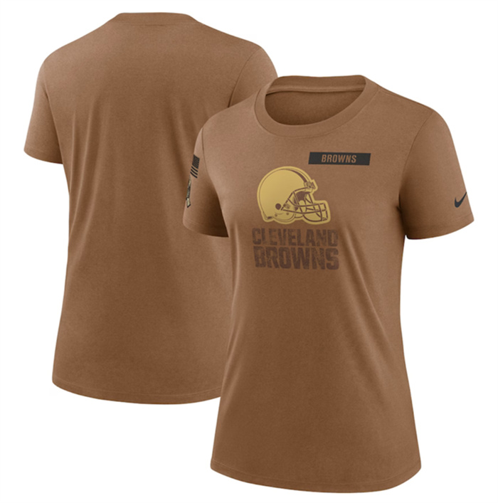 Personalized Women’s Cleveland Browns 2023 Brown Salute To Service Legend Performance T-Shirt(Run Small)