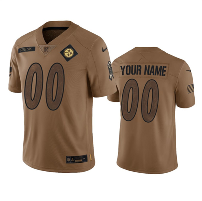 Personalized Men’s Pittsburgh Steelers Active Player 2023 Brown Salute To Setvice Limited Stitched Football Jersey