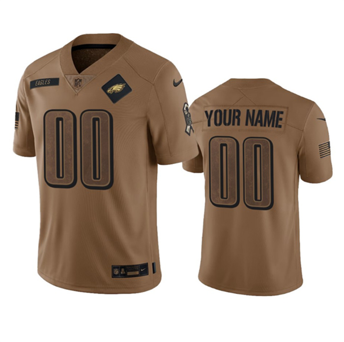 Personalized Men’s Philadelphia Eagles Active Player 2023 Brown Salute To Setvice Limited Stitched Football Jersey