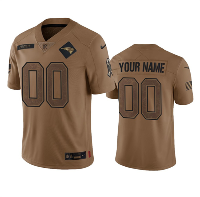 Personalized Men’s New England Patriots Active Player 2023 Brown Salute To Setvice Limited Stitched Football Jersey