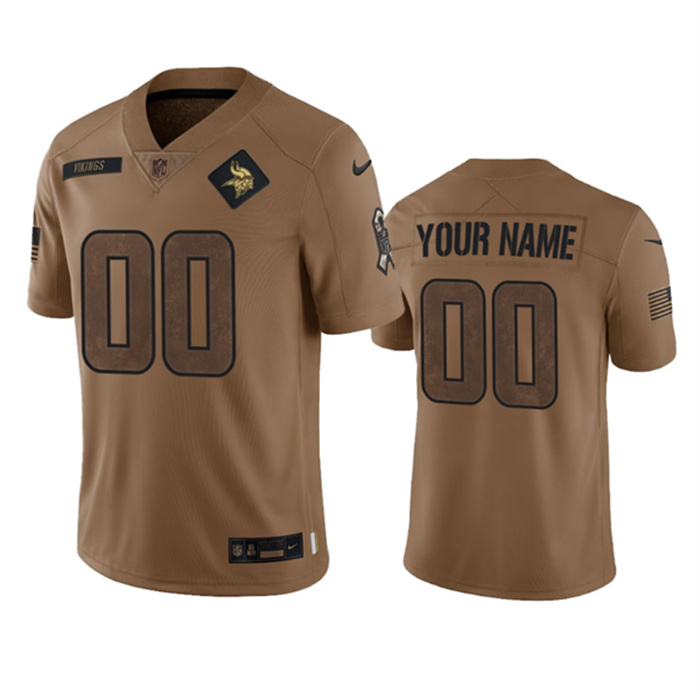 Personalized Men’s Minnesota Vikings Active Player 2023 Brown Salute To Setvice Limited Stitched Football Jersey