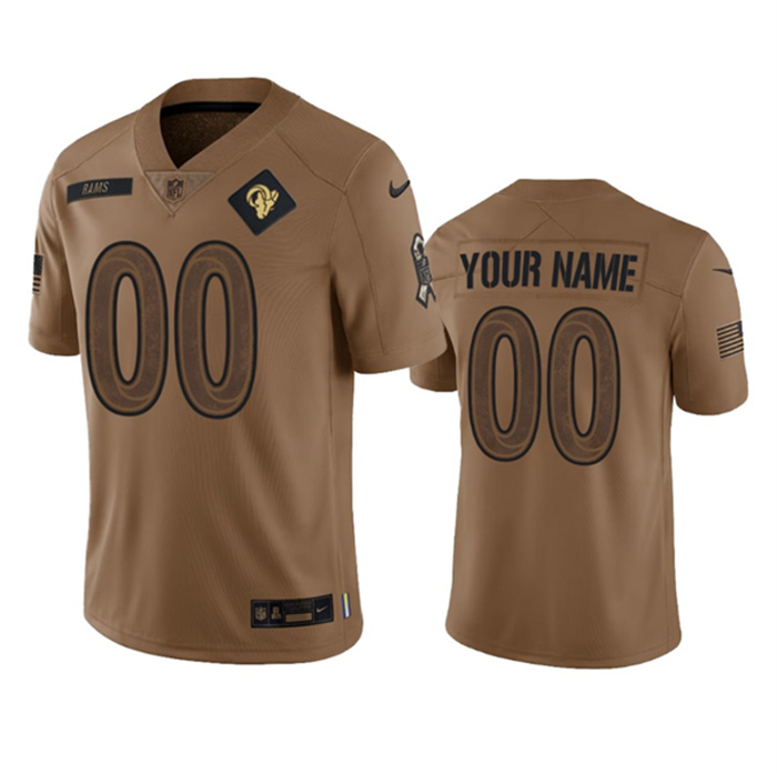 Personalized Men’s Los Angeles Rams Active Player 2023 Brown Salute To Setvice Limited Stitched Football Jersey