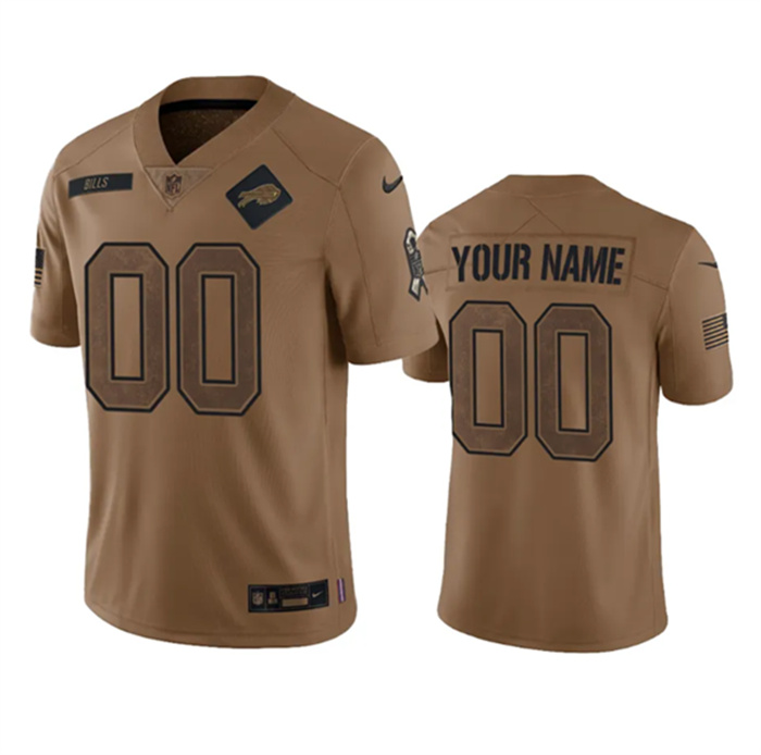 Personalized Men’s Buffalo Bills Active Player 2023 Brown Salute To Service Limited Stitched Jersey