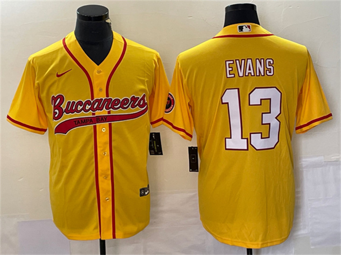 Personalized Men’s Tampa Bay Buccaneers #13 Mike Evans Gold Cool Base Stitched Baseball Jersey