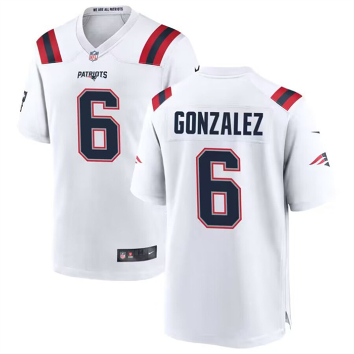 Personalized Men’s New England Patriots #6 Christian Gonzalez White Stitched Game Jersey