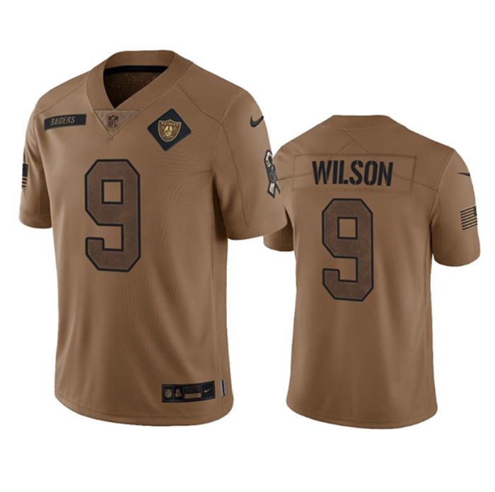 Personalized Men’s Las Vegas Raiders #9 Tyree Wilson 2023 Brown Salute To Service Limited Stitched Football Jersey