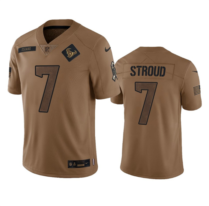 Personalized Men’s Houston Texans #7 C.J. Stroud 2023 Brown Salute To Service Limited Stitched Jersey