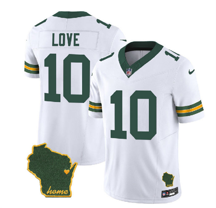 Personalized Men’s Green Bay Packers #10 Jordan Love White 2023 F.U.S.E. Home Patch Untouchable Limited Stitched Jersey