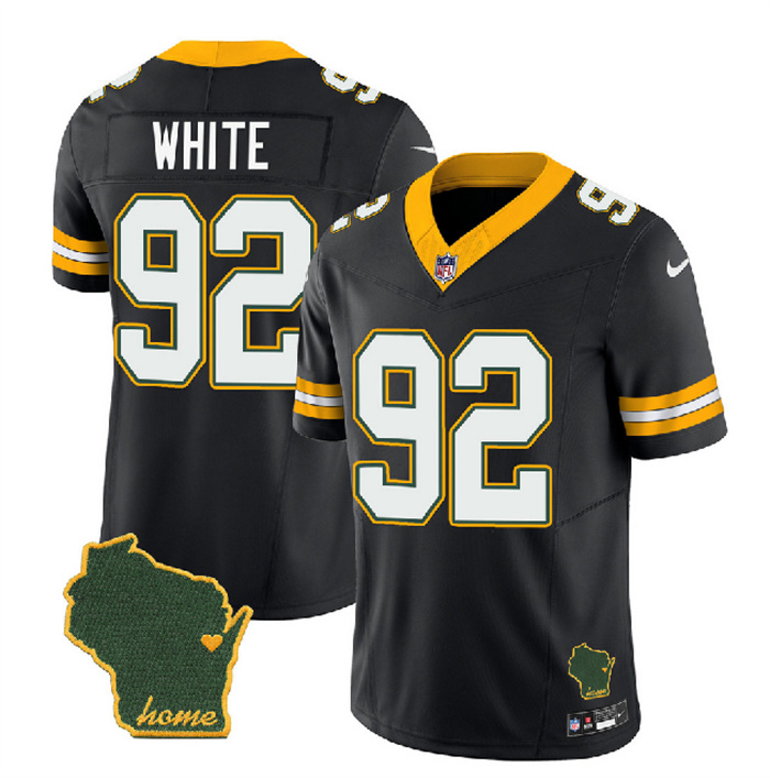 Personalized Men’s Green Bay Packers #92 Reggie White Black 2023 F.U.S.E. Home Patch Untouchable Limited Stitched Jersey