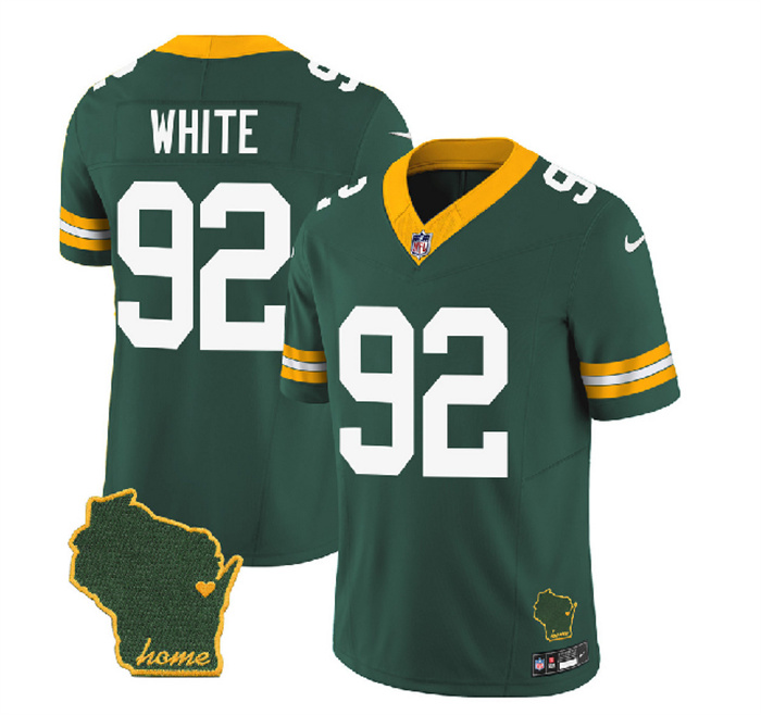 Personalized Men’s Green Bay Packers #92 Reggie White Green 2023 F.U.S.E. Home Patch Untouchable Limited Stitched Jersey