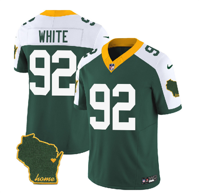 Personalized Men’s Green Bay Packers #92 Reggie White Green White 2023 F.U.S.E. Home Patch Untouchable Limited Stitched Jersey