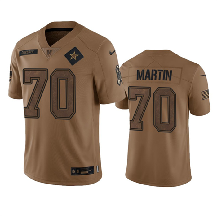 Personalized Men’s Dallas Cowboys #70 Zack Martin 2023 Brown Salute To Service Limited Stitched Football Jersey