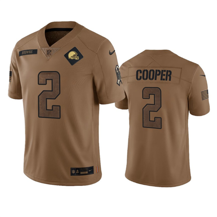 Personalized Men’s Cleveland Browns #2 Amari Cooper 2023 Brown Salute To Service Limited Stitched Jersey