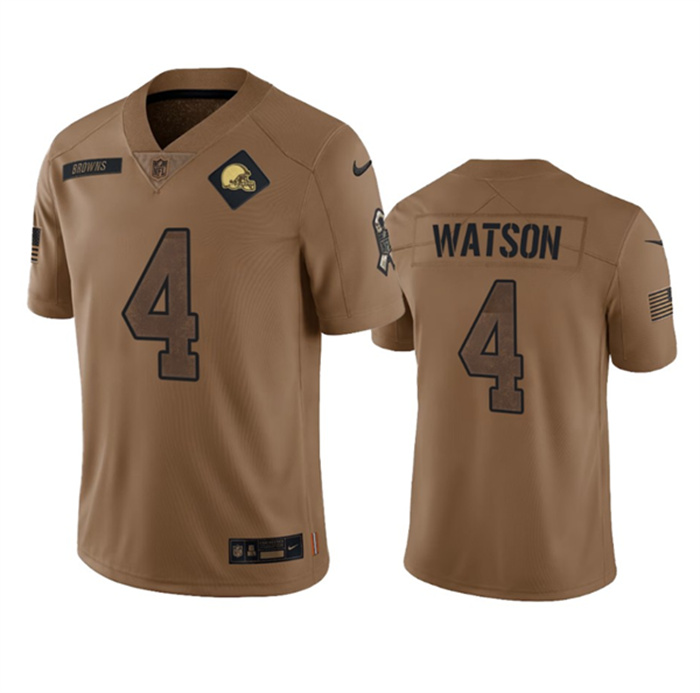 Personalized Men’s Cleveland Browns #4 Deshaun Watson 2023 Brown Salute To Service Limited Stitched Jersey
