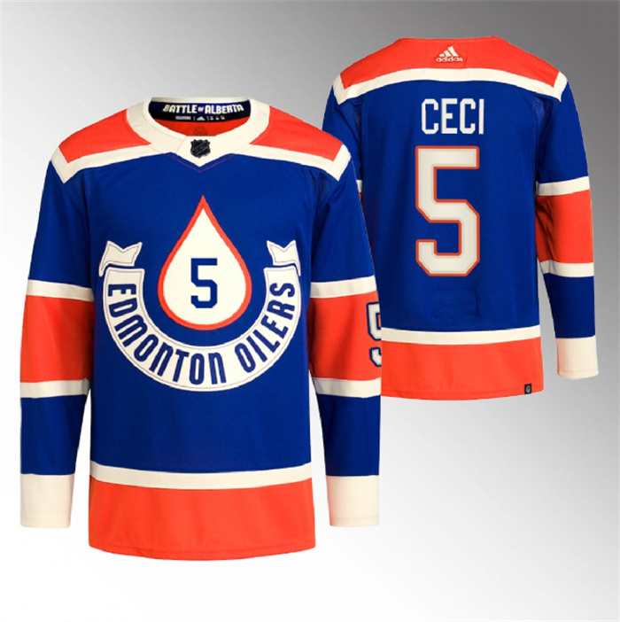 Personalized Men’s Edmonton Oilers #5 Cody Ceci 2023 Royal Heritage Classic Primegreen Stitched Jersey
